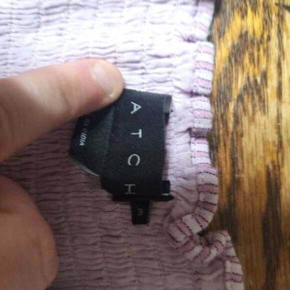 Hatch Maternity Jumpsuit JOJO Purple Stripe Smocked Tie Shoulder SZ 3 (L 10/12) - Picture 3 of 5